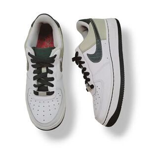 Vintage Y2K Nike Air Force 1 '07 White Dark Army Green Tweed 314192-132 Y5.5/ W7